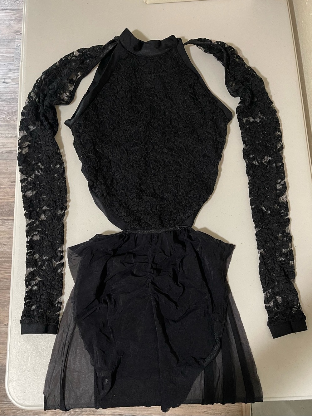 Brand new custom black lace dance competition costume